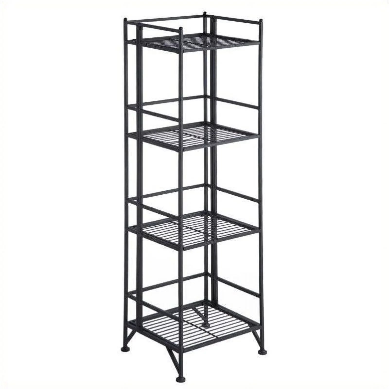 Pemberly Row Transitional Metal 4 Tier Folding Sizehelf Unit in Black