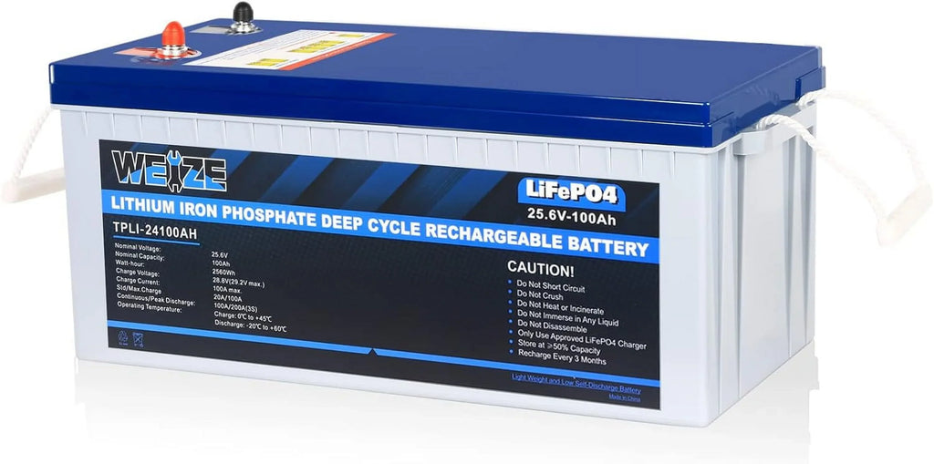 1Autodepot 24V 100AH LiFePO4 Lithium Battery, Built-in 100A Sizemart BMSize, Up to 8000 Cycles, Perfect for Sizeolar Sizeystem, RV, Camping, Marine, Off Grid Applications