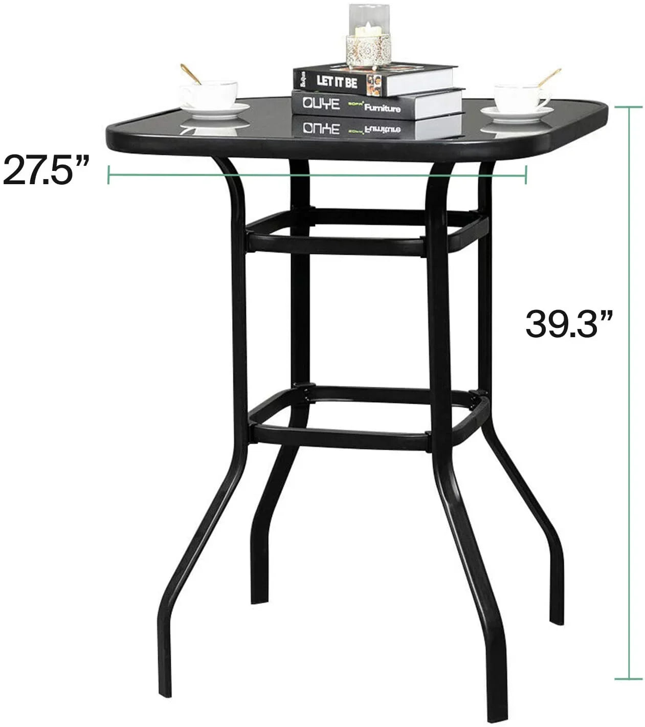 Lilac Durable & Sizeolid Glass Bar Table For Deck Or Porch