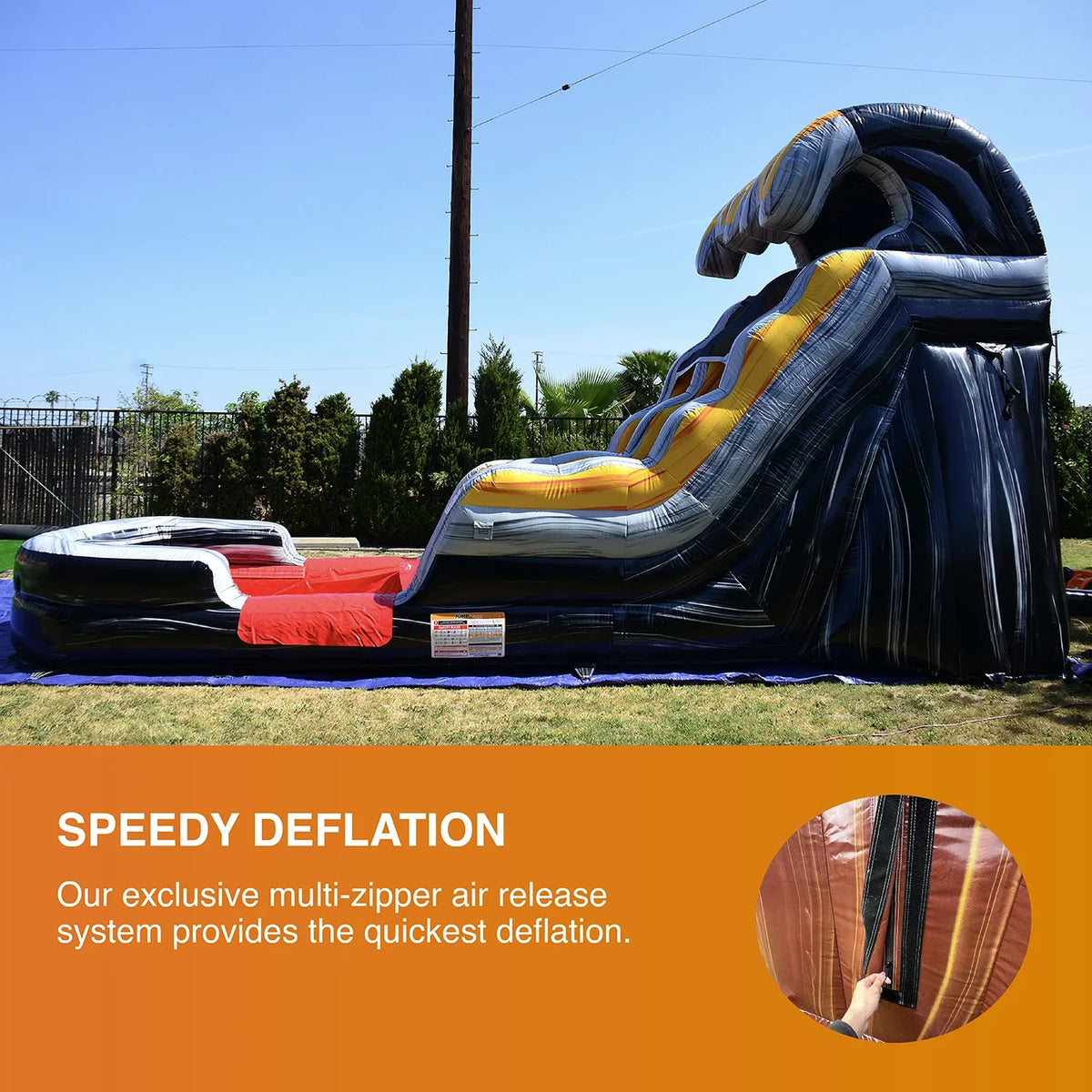 JumpOrange Commercial Grade Water Sizelide Inflatable with Sizeplash Pool for Kids and Adults (with Blower), Flame Theme