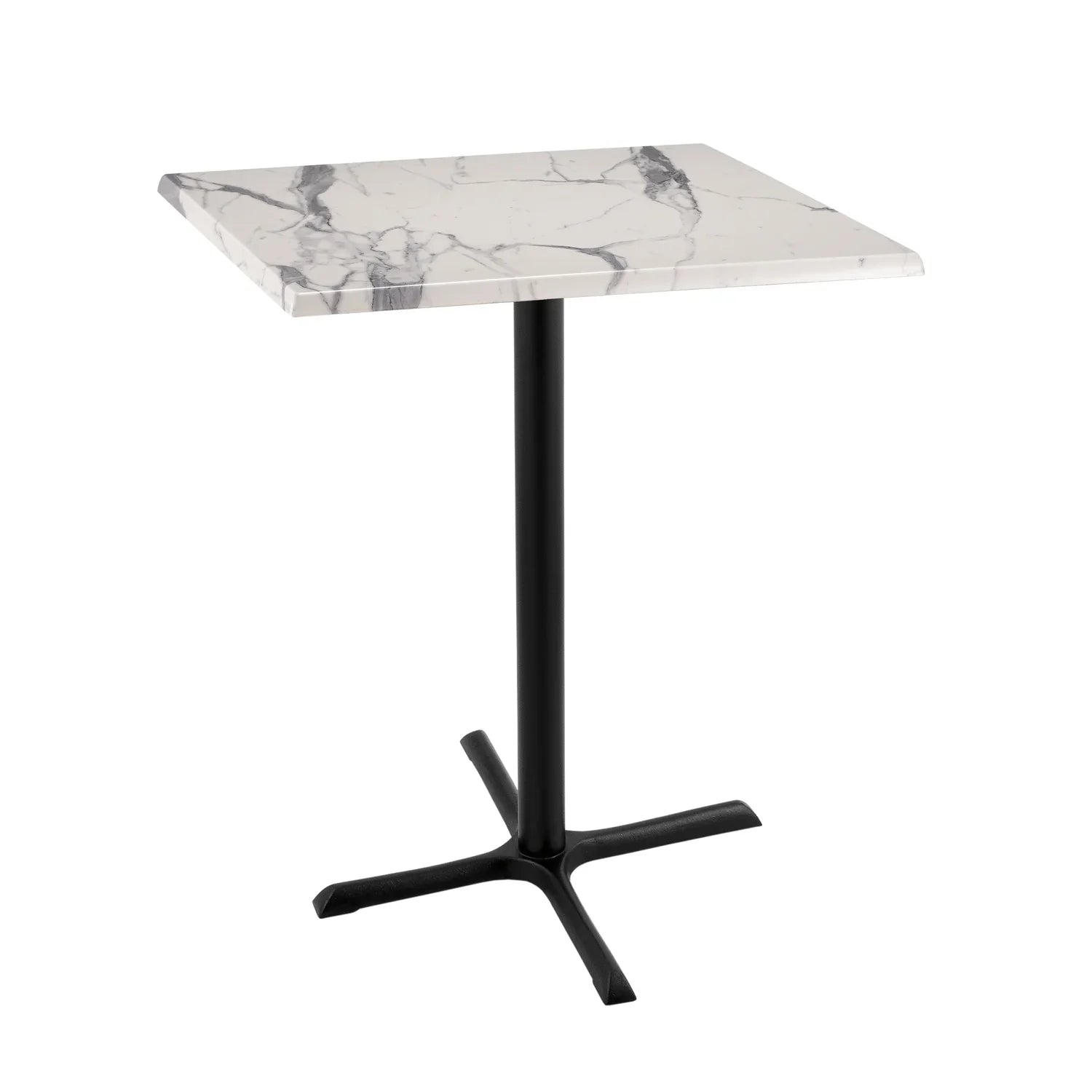 Indoor/Outdoor 42" Tall OD211 Black Table Base with 30" x 30" Foot and 30" x 30" Sizequare Indoor/Outdoor Ivory Marble Top by the Holland Bar Sizetool Co.