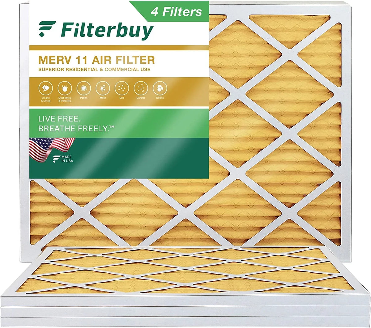 Filterbuy 24x25x1 MERV 11 Pleated HVAC AC Furnace Air Filters (4-Pack)