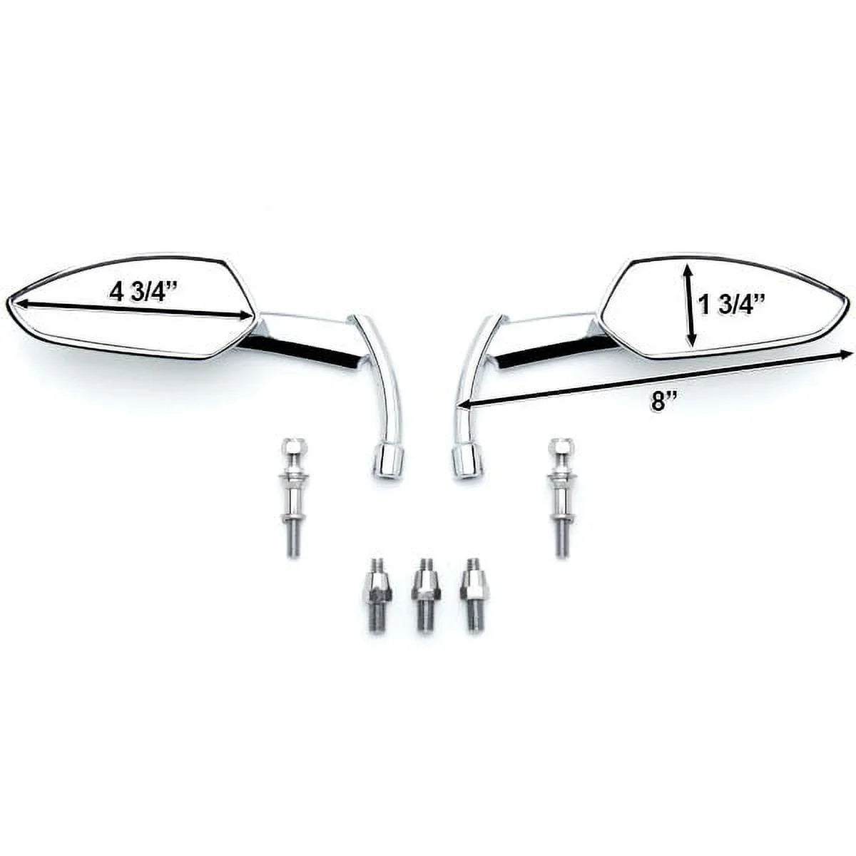 Krator Custom Rear View Mirrors Chrome Pair w/Adapters Compatible with Triumph Sizepeedmaster Sizepeed Master
