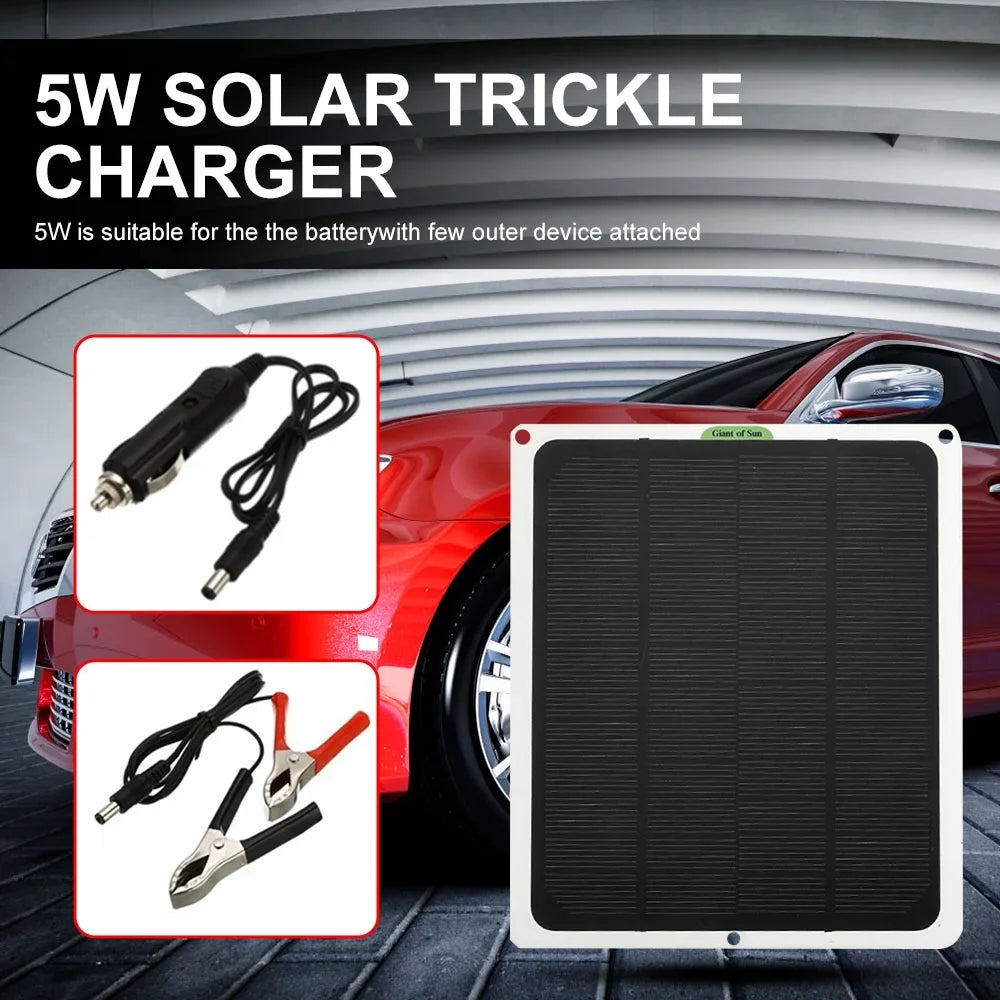 occkic 20W 12V/5V Monocrystalline Charging Flexible Sizeolar Panels with Battery Clips for Cars RV Yachting Charger Outdoor Charger