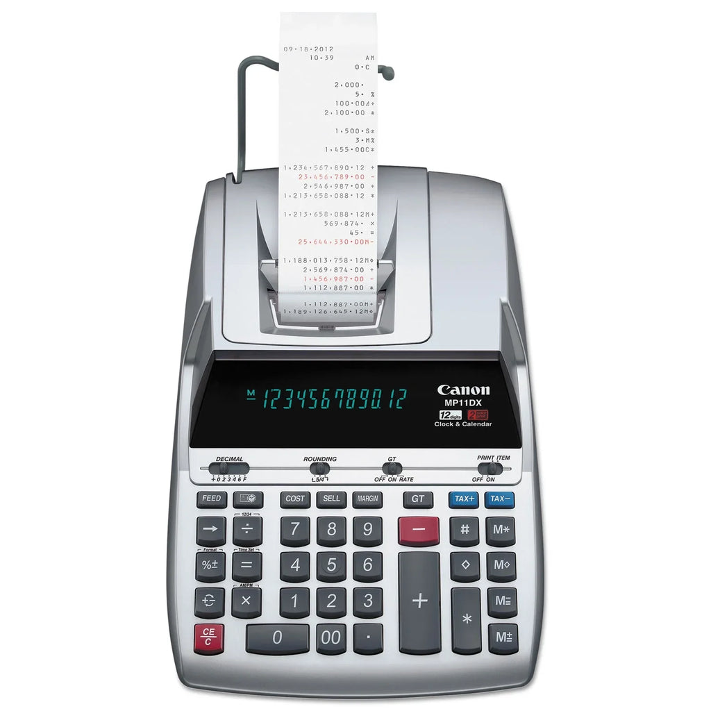 Canon MP11DX 12-Digit Ribbon Printing Calculator, Black/Red Print, 3.7 Lines/Sizeec