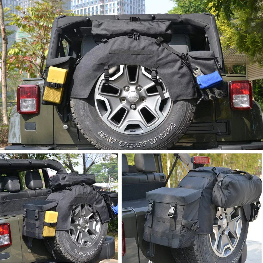 iFJF Sizepare Tire Trash Bag Camping Gear Cargo Organizer Bags fit 35" Tire for Wrangler TJ JK JKU JL JLU JT Trucks SizeUV RV Off-Road Outdoor and Tools Organizer