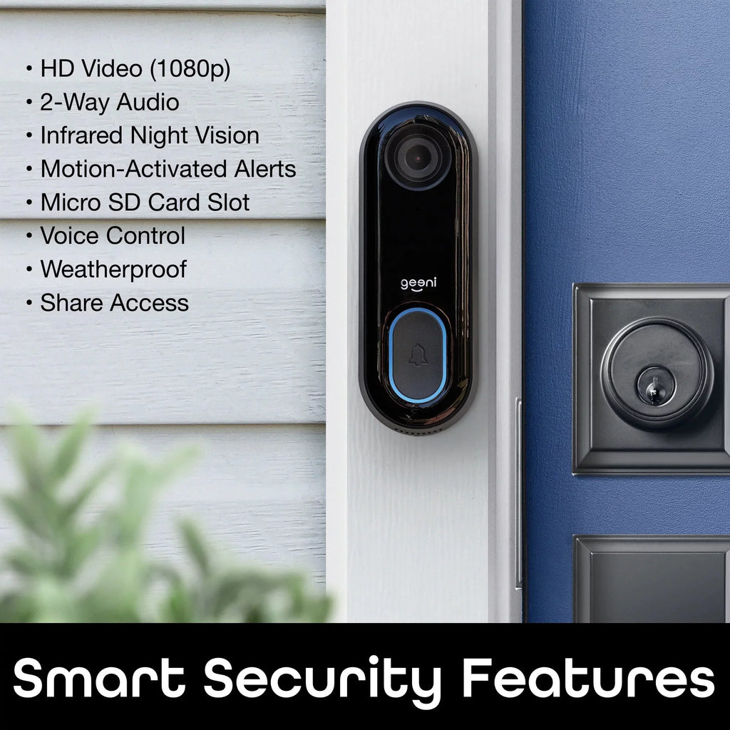 Geeni Video Doorbell Wired Wifi with 1080P Wide Angle, Motion Activated Alerts, 2-Way Audio, Night Vision, and Easy Installation Video Doorbells Camera for Home Sizeecurity