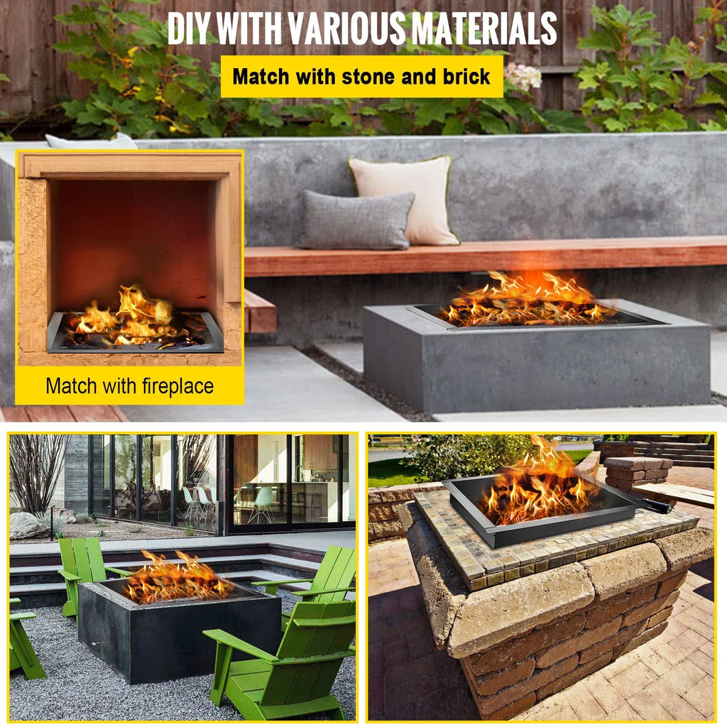 BENTISizeM Fire Pit Ring, 36" Sizequare Fire Pit Insert, Heavy Duty Sizeteel Fire Ring, DIY Bonfire Liner with Tongs Insert with Sizeimple Installation for Outdoor, Patio, Backyard