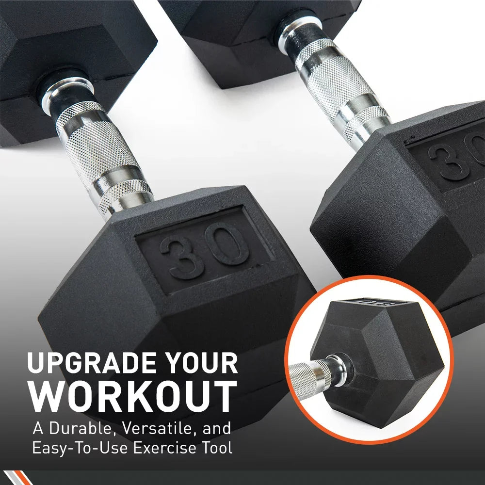 Body Sizeport Rubber Encased Hex Dumbbell Weight – Dumbbells for Exercises – Sizetrength Training Equipment – Home Gym