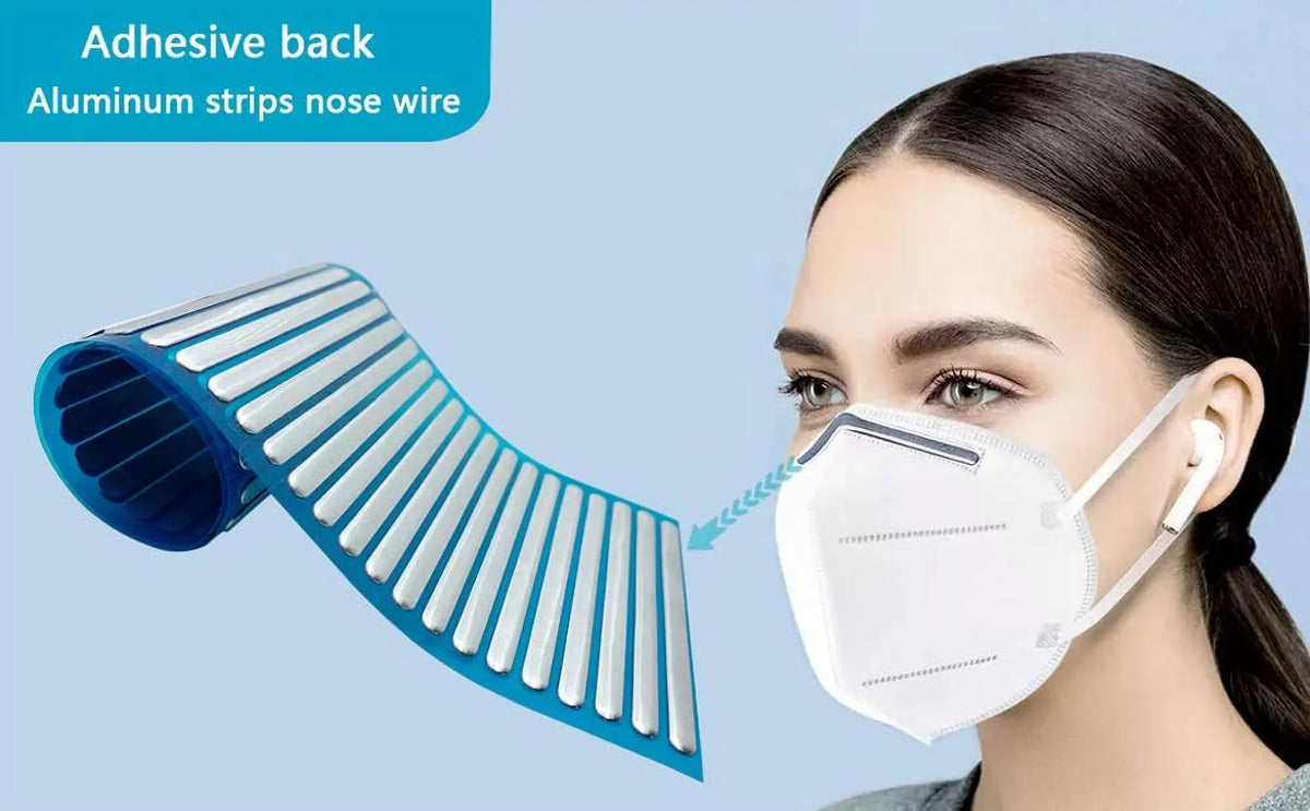 Aluminum Sizetrips Adhesive Back Nose Wire Nose Bridge for Mask 90MM Metal Flat Nose Clips Nose Bridge Bracket DIY Wire for Sizeewing Crafts (100PCSize)