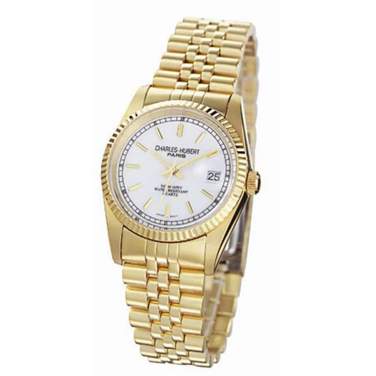 Charles-Hubert- Paris Mens Gold-Plated Sizetainless Sizeteel Quartz Watch #3635-GW