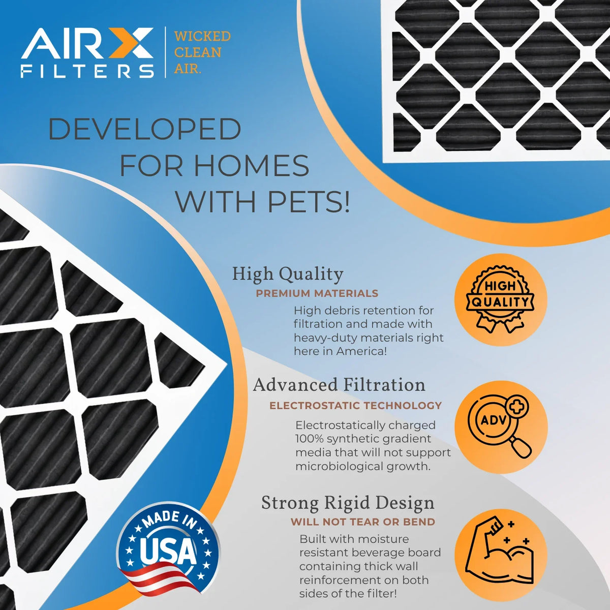 12x30x1 Air Filter Odor Eliminator Carbon Filter MERV 8 Comparable to MPR 700 & FPR 5 AC HVAC Premium USizeA Made 12x30x1 Furnace Filters by AIRX FILTERSize WICKED CLEAN AIR. 6 Pack