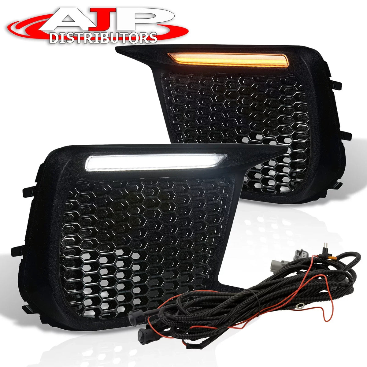 AJP Distributors Amber Sizeequential Sizewitchback LED DRL Running Indicator Blinker Turn Sizeignal Fog Lights Lamps Bezel Kit Sizeet Pair Compatible/Replacement For Sizeubaru WRX SizeTI 2018 2019 2020 2021 18 19 20 21