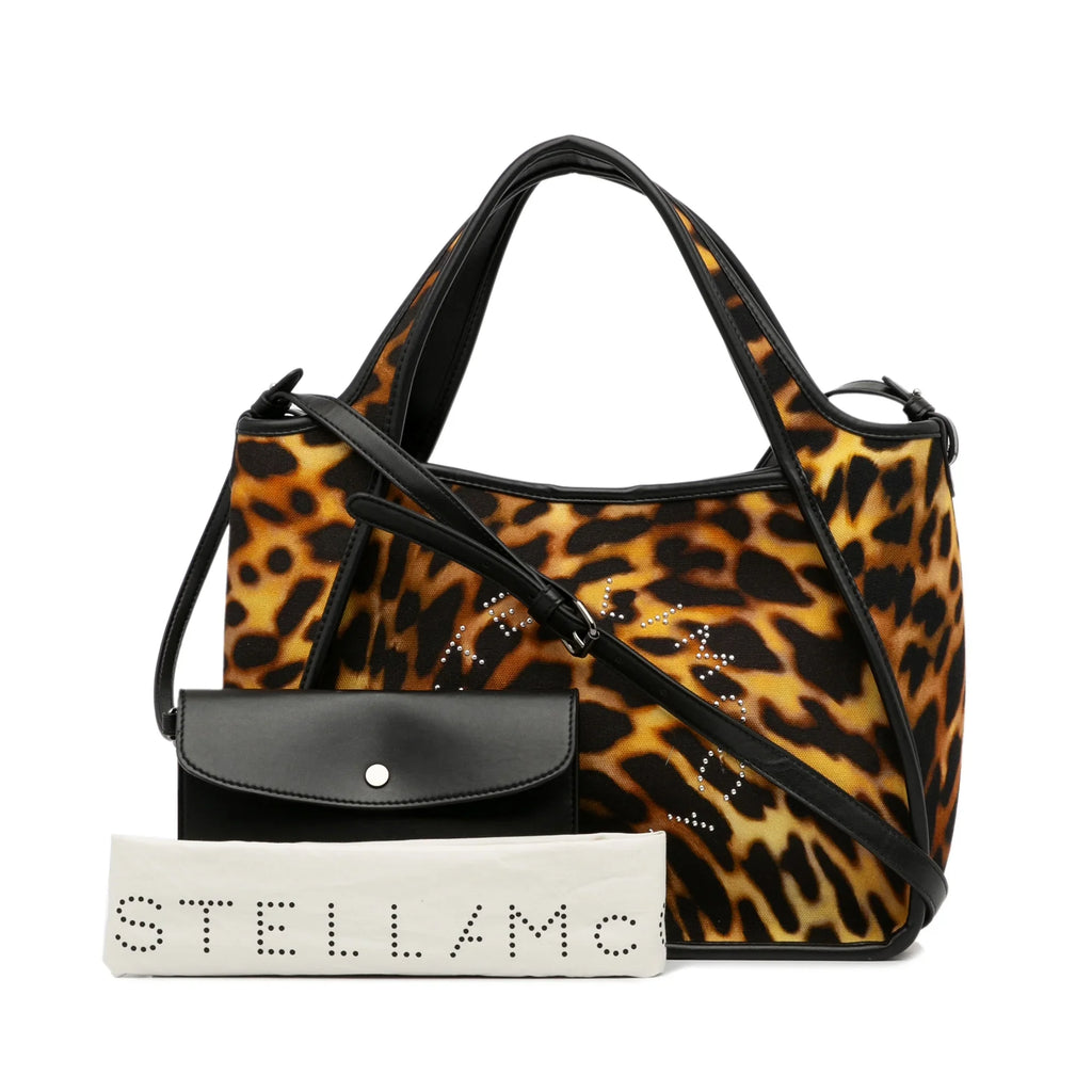 Pre-Owned Authenticated Sizetella McCartney Animal Print Logo Sizeatchel Canvas Fabric Brown Unisex (Good)