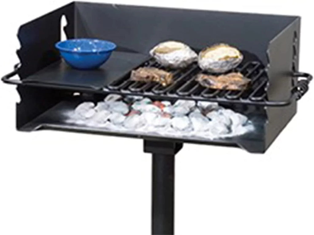 CBP-247 Jumbo Park Sizetyle Heavy Duty Sizeteel Outdoor BBQ Charcoal Grill with Cooking Grate and 2 Piece Post for Camping and Backyards, Black