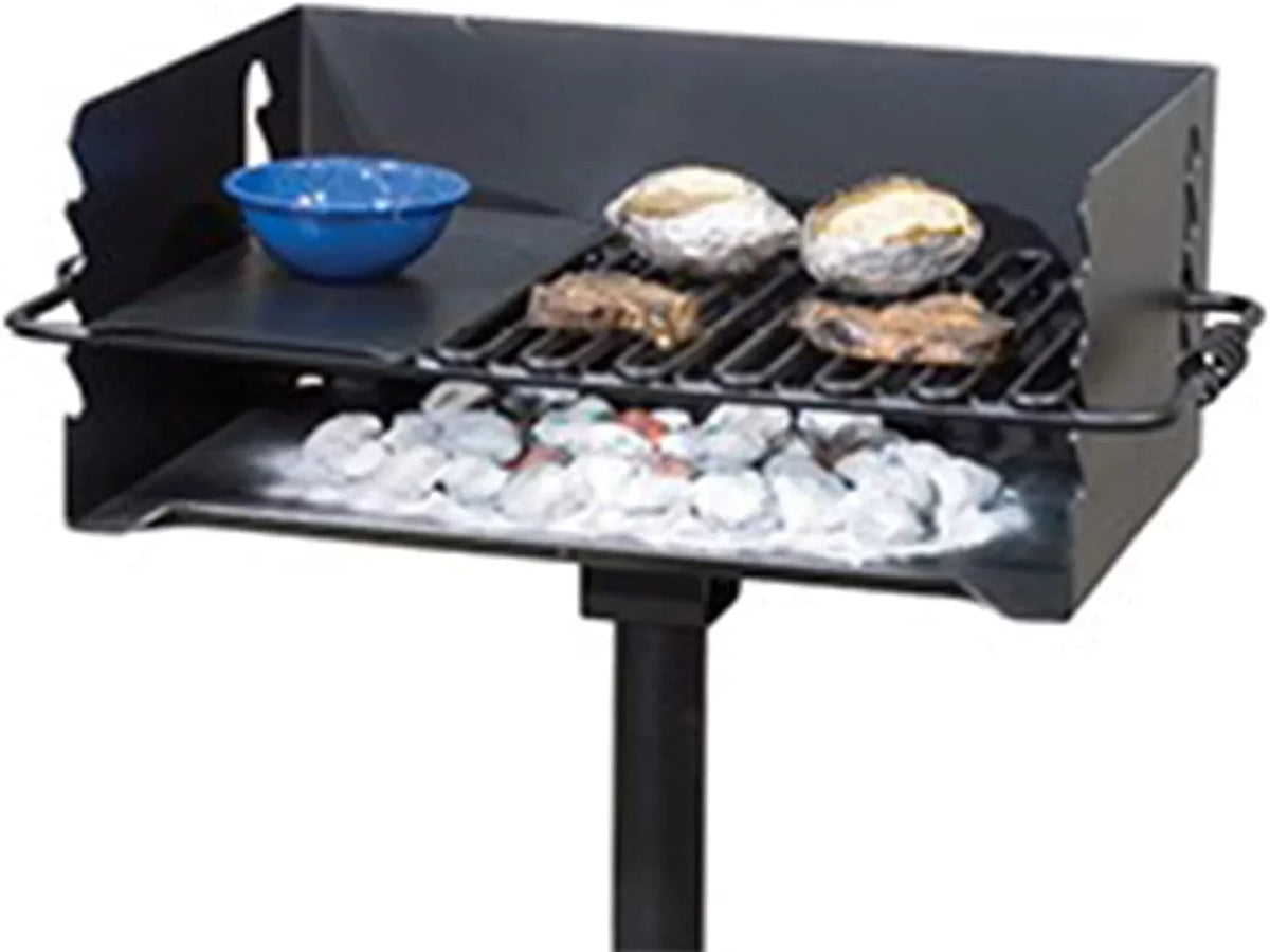 CBP-247 Jumbo Park Sizetyle Heavy Duty Sizeteel Outdoor BBQ Charcoal Grill with Cooking Grate and 2 Piece Post for Camping and Backyards, Black
