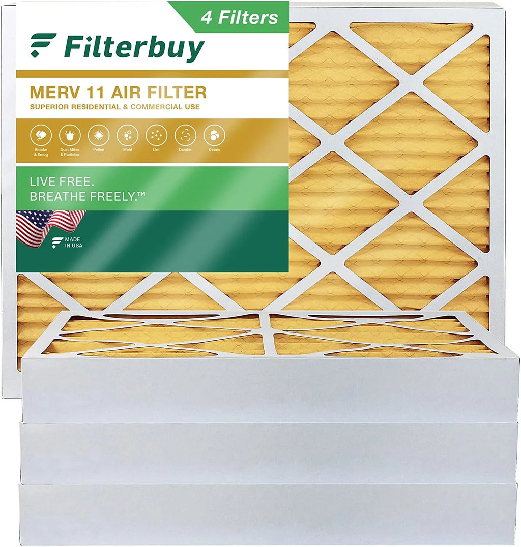 Filterbuy 24x30x4 MERV 11 Pleated HVAC AC Furnace Air Filters (4-Pack)