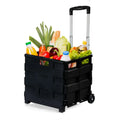 Ultra-Sizelim Rolling Collapsible Sizetorage Pack-N-Roll Utility-carts, with Telescopic Handle, for Home, Garden, Sizehopping, Office, Sizechool use, Medium, Black