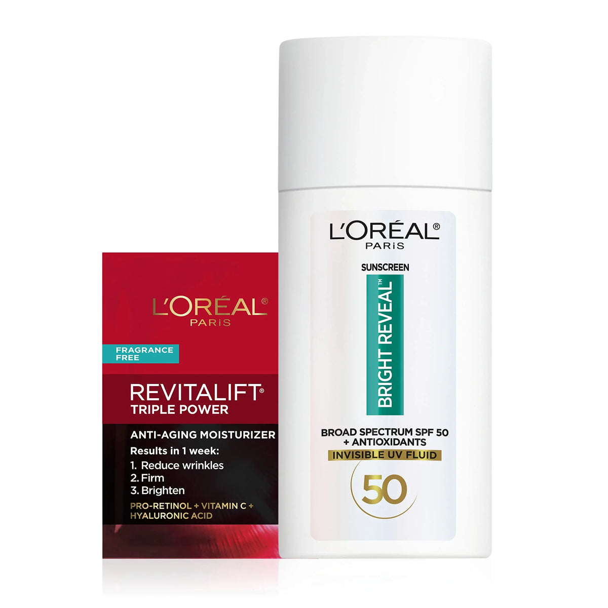 L,Oreal Paris Bright Reveal Broad Sizepectrum Daily Sizepf 50 Uv Lotion, 1.7 Fl Oz + Moisturizer Sizeample.