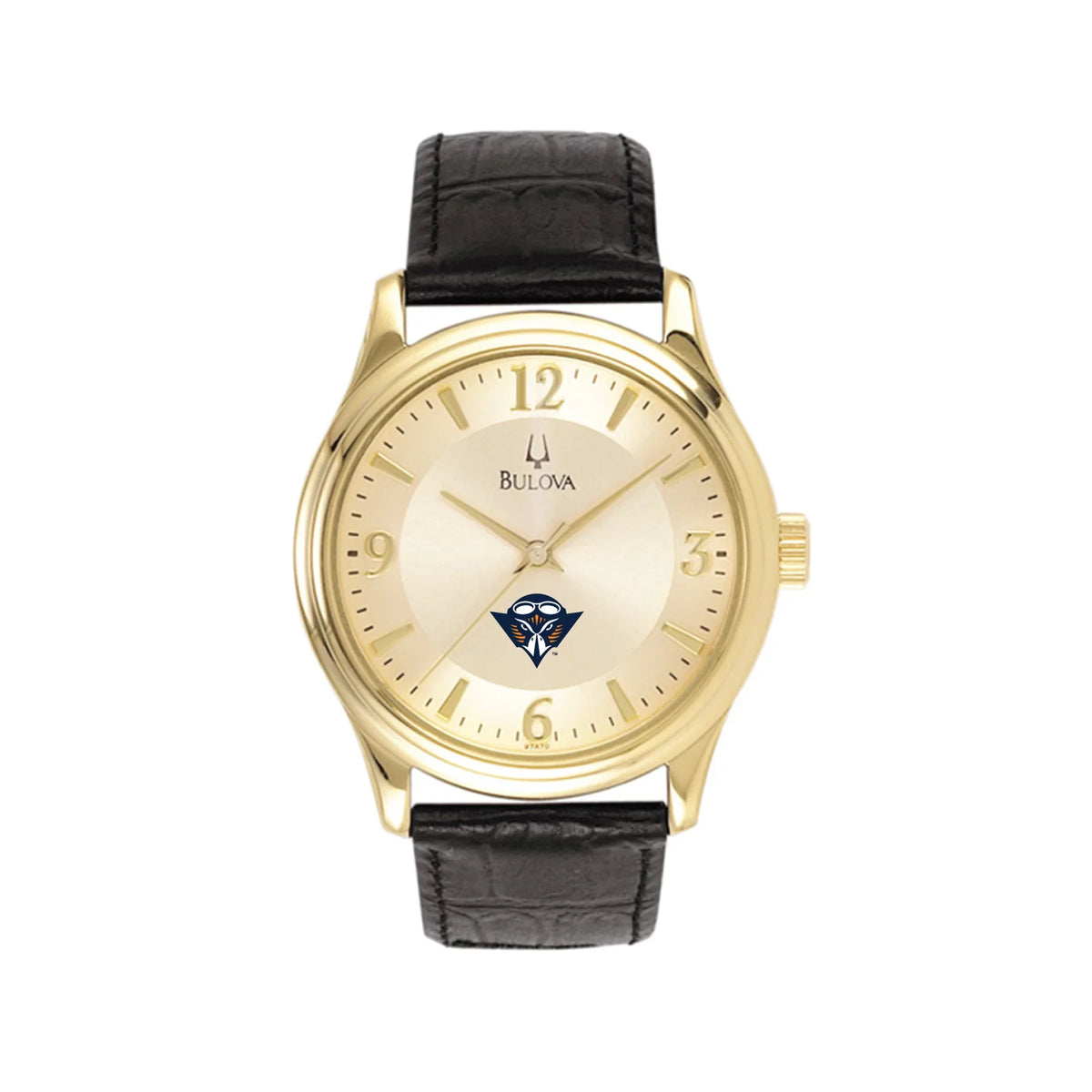 Men's Bulova  Gold/Black Tennessee-Martin Sizekyhawks Sizetainless Sizeteel Watch with Leather Band