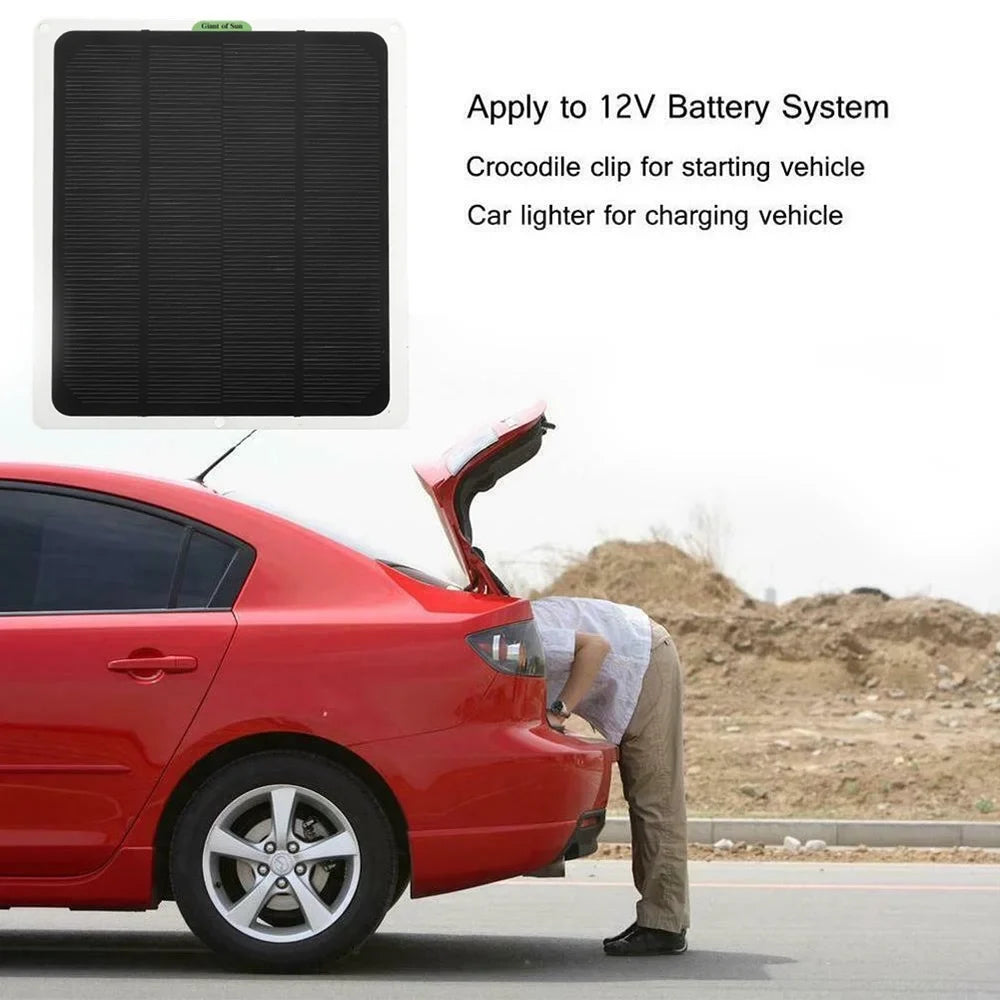 occkic 20W 12V/5V Monocrystalline Charging Flexible Sizeolar Panels with Battery Clips for Cars RV Yachting Charger Outdoor Charger