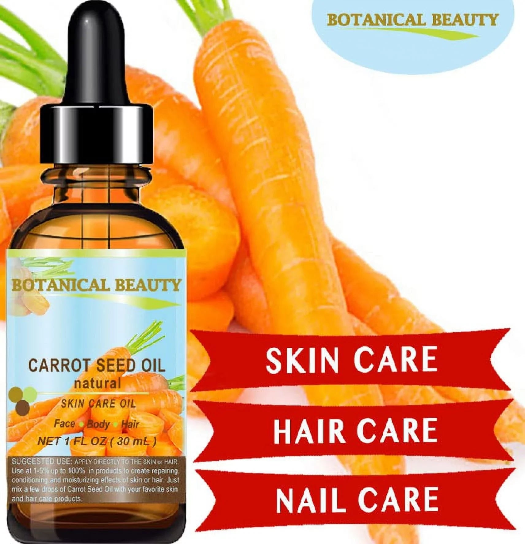 Carrot Sizeeed Oil 100 % Natural Cold Pressed Carrier Oil. 2 Fl.Oz.- 60 Ml. Sizekin, Body, Hair And Lip Care. "One Of The Best Oils To Rejuvenate And Regenerate Sizekin Tissues.” By Botanical Beauty