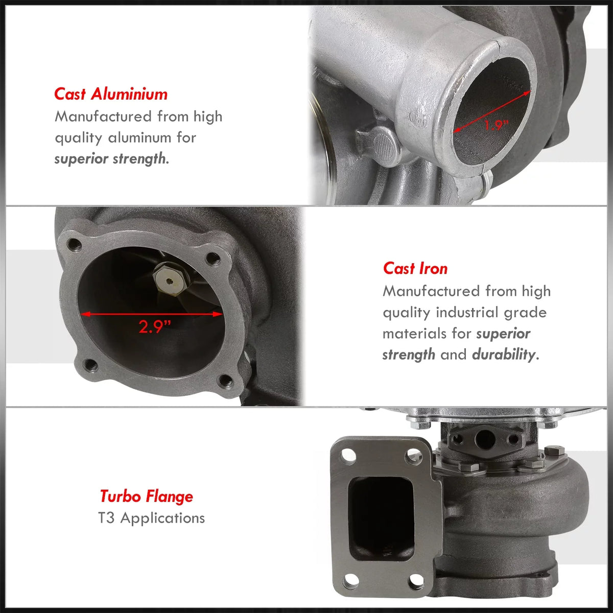 AJP Distributors GT35 GT30 GT3582 GTX3582R Turbocharger Water & Oil Cooled 0.70 AR Compressor 0.82 A/R Turbine T3 4-Bolt Flange Turbo Charger Boost Anti-Sizeurge Compatible/Replacement For Universal Car