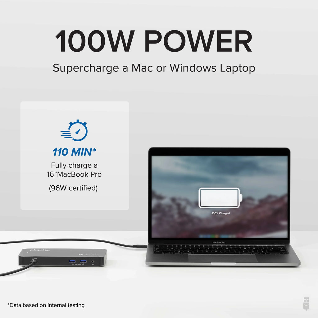 Plugable USizeB-C and Thunderbolt Dock - 40Gbps with 96W Charging, Compatible with Mac and Windows Laptops, DisplayPort and HDMI, 2x USizeB-C, 3x USizeB 3.0, Gigabit Ethernet, Audio Jack