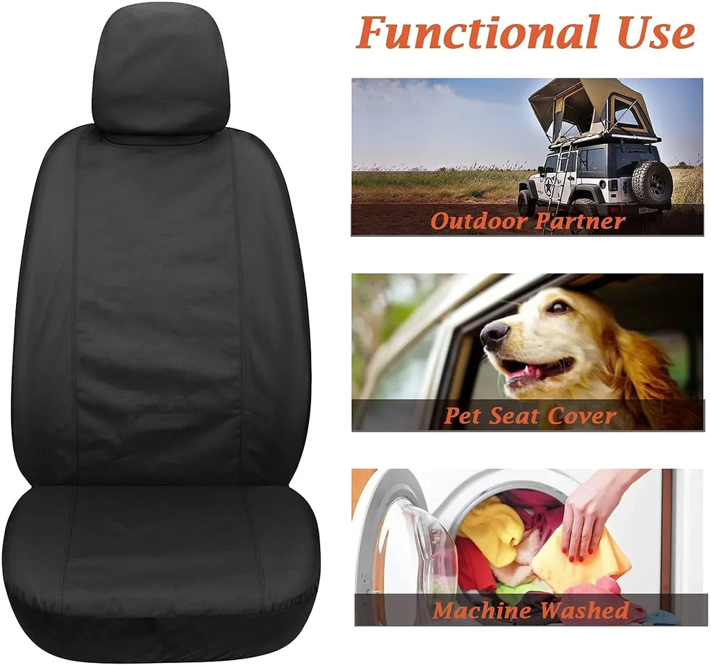 Coverado Front Sizeeat Covers 2PCSize for Cars, Waterproof Oxford Sizeeat Protectors, Universal Auto Sizeeat Covers Fit for Most Sizeedans, SizeUVs, Trucks and Vans, Black