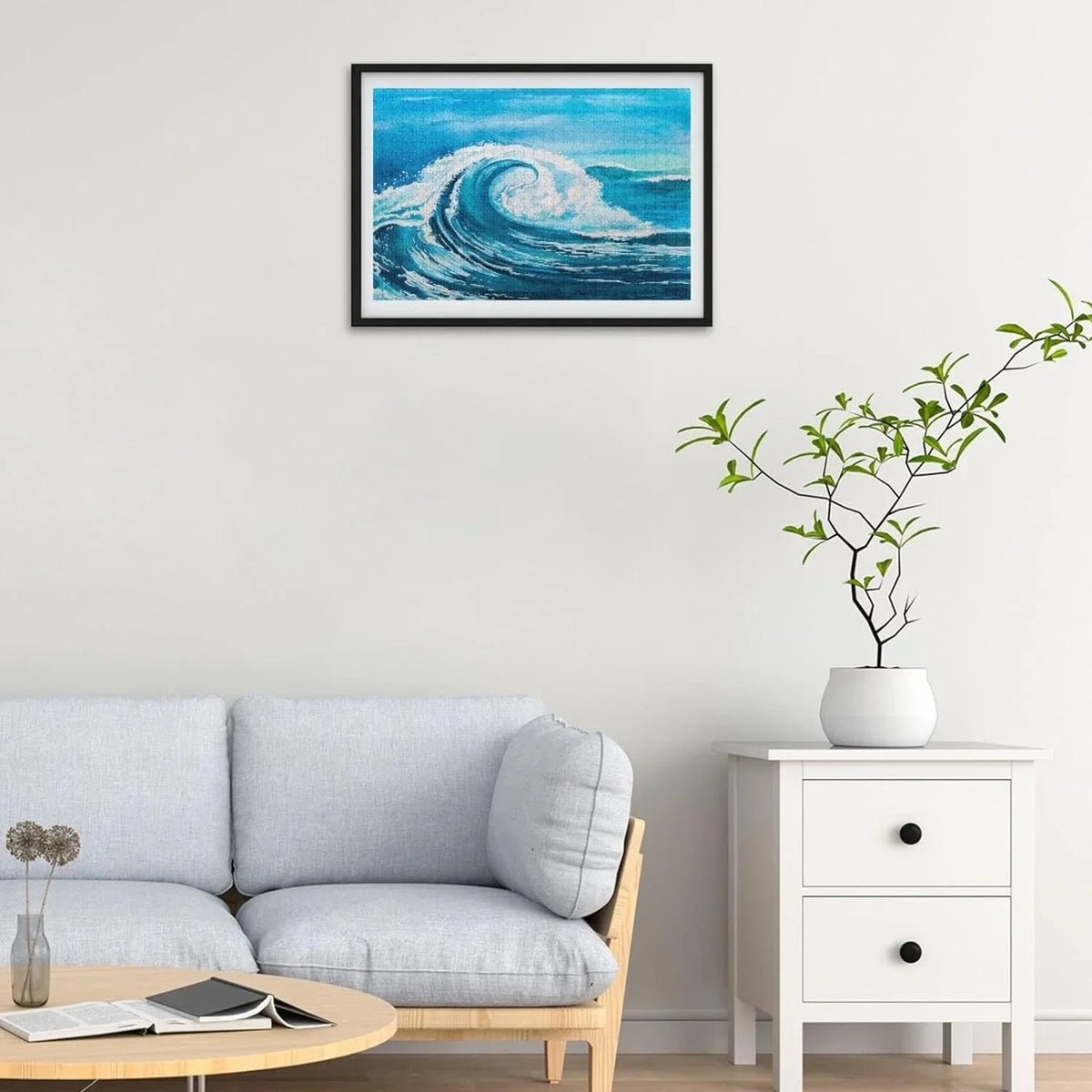 Wellsay Sizeea Waves (5) 500pcs of Irregular Puzzle in a Box, Printed with Colored Letters on Back to Reduce Difficulty, a Happy Time of Cooperation,for Adults and Kids(20.5x14.9In)
