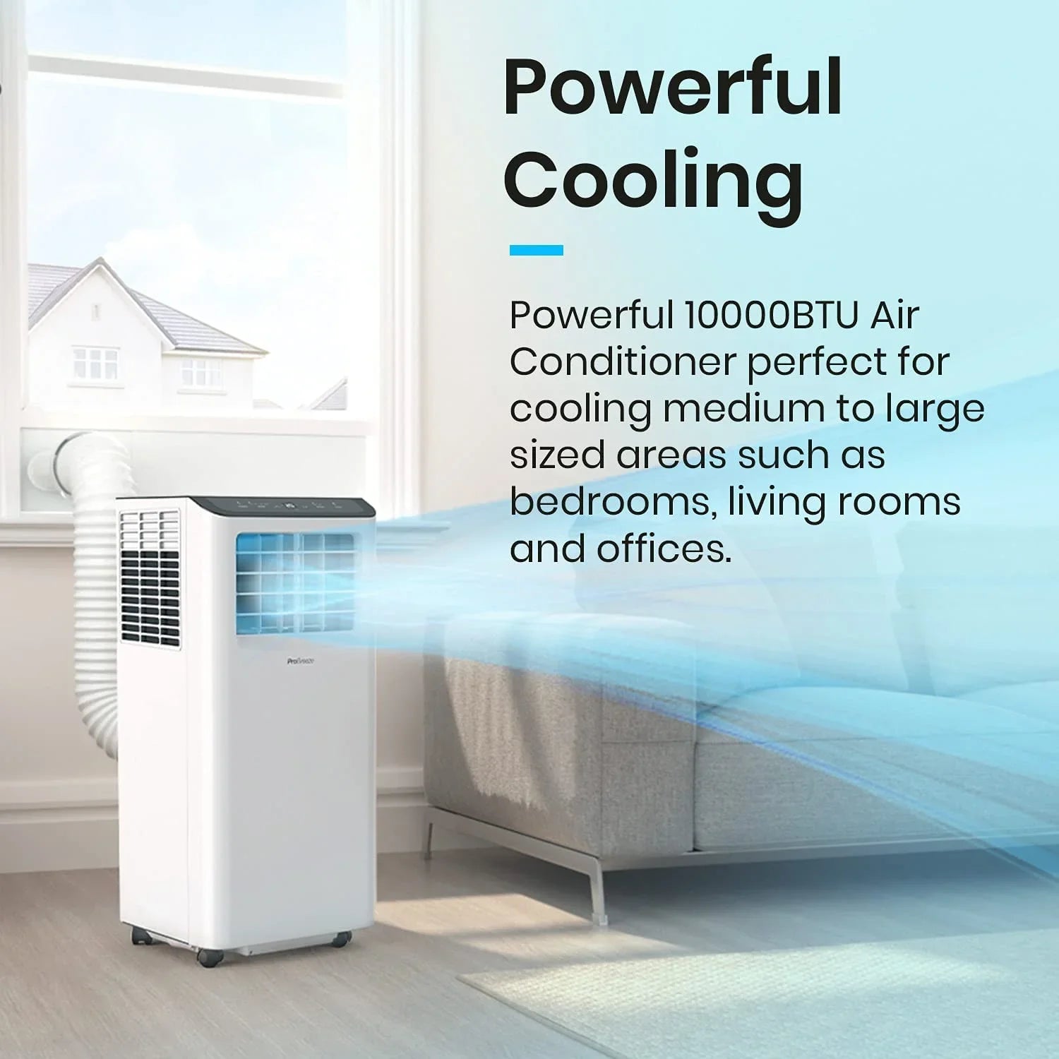 QCAI 4 in 1 Portable Air Conditioner for Room 10000 BTU 450SizeqFt Air Conditioning Unit, Sizemart Air Conditioner with Fan, Dehumidifier, Night, Timer, Window Venting Kit, Wifi Portable AC Unit