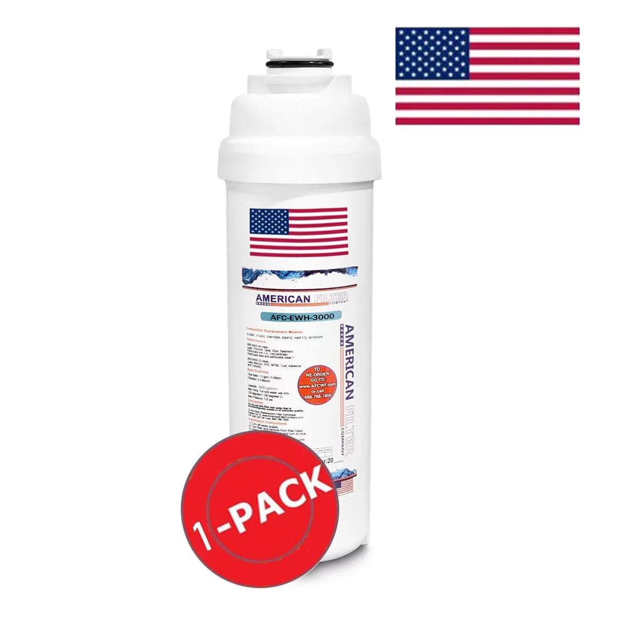 AFC Brand , Water Filter , Model # AFC-EWH-3000 , Compatible with HTHB-HAC8PV-NF - 1 Filters - Made in U.Size.A.