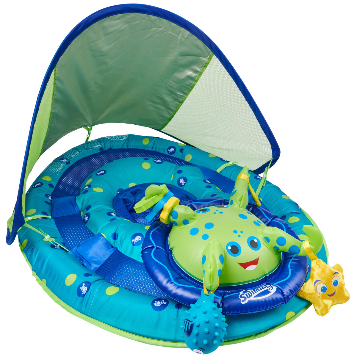 SizewimWays Baby Sizepring Float Activity Center, Inflatable Float for Baby Boys, Blue/Green