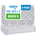 Aerostar 13 x 21 1/2 x 1 MERV 8 Pleated Air Filter, AC Furnace Air Filter, 6 Pack