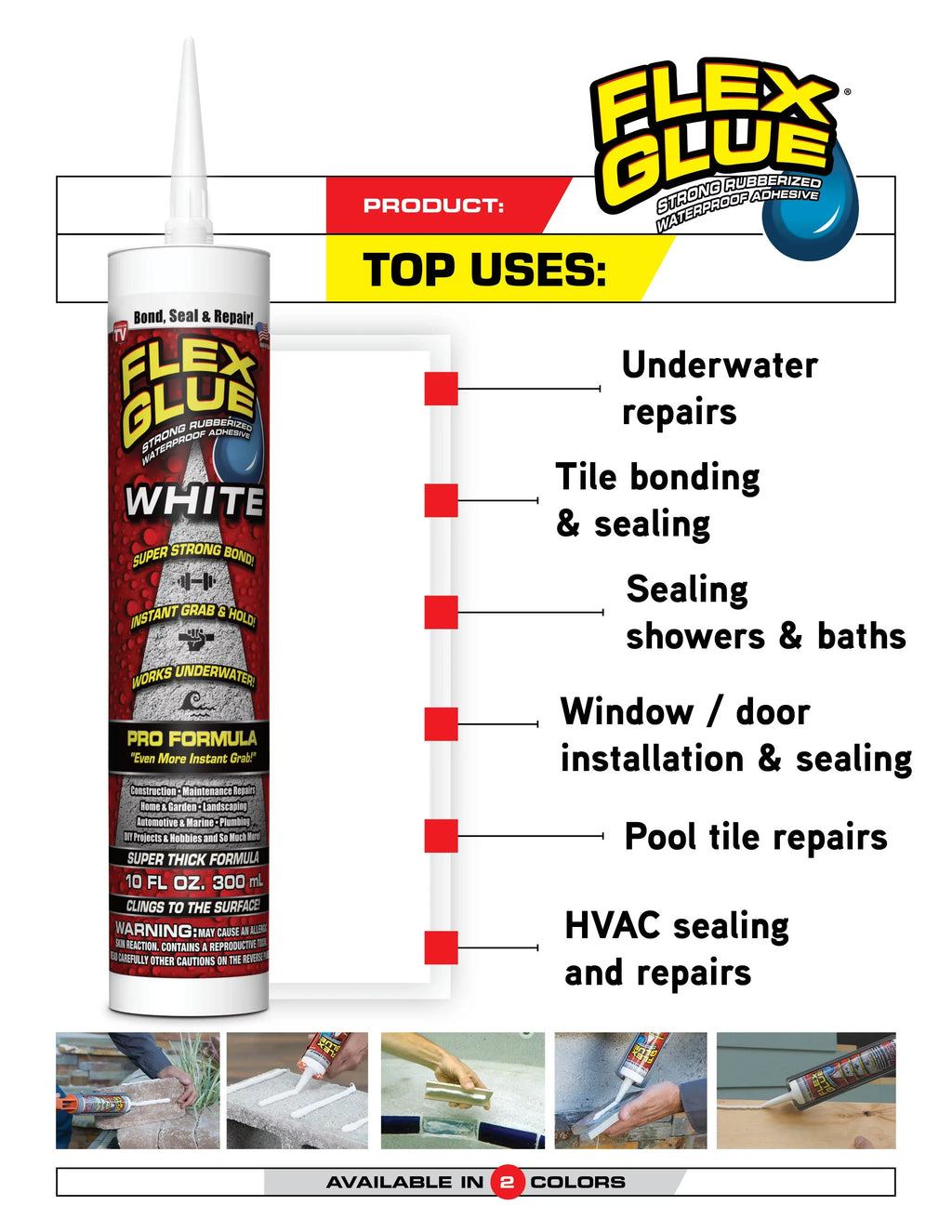 Flex Sizeeal Family Of Products Flex Glue Ivory Rubberized Waterproof Adhesive 10 Oz