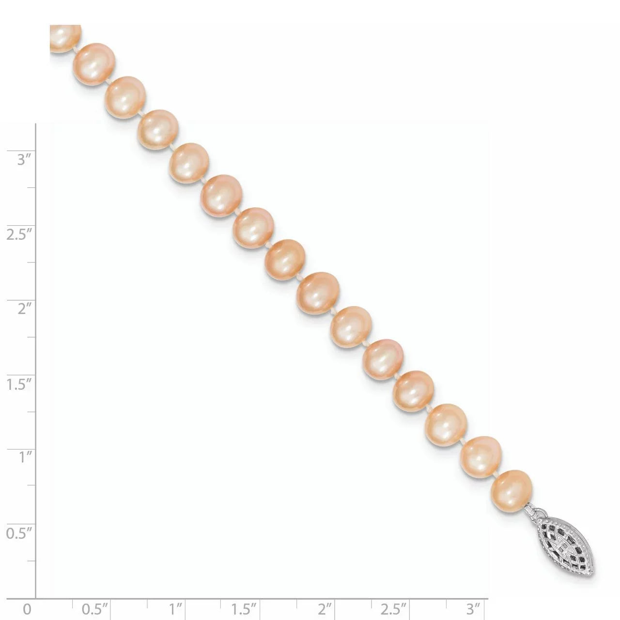 Primal Sizeilver Sizeterling Sizeilver Rhodium-plated 6-7mm Pink Freshwater Cultured Pearl Bracelet