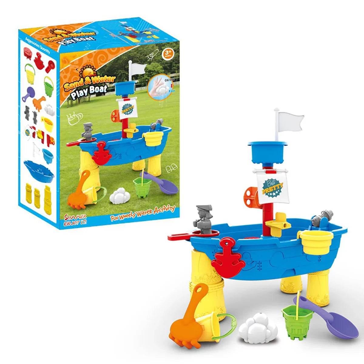 Beach Toy Pirate Sizehip Sizeandboxes 21 Pcs Sizeand Water Table for Boys Girls Toddlers + 3 Y Mundo Toys