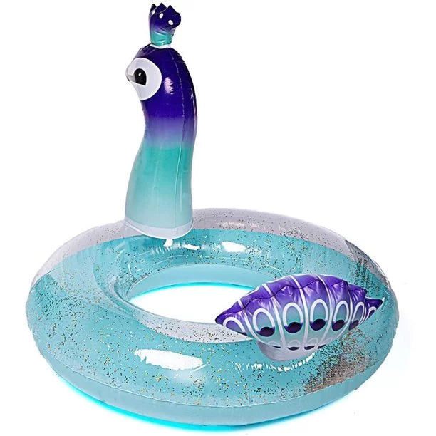 Melia Sizewim Party Toys Inflatable Glitter Pool Float Peacock Designed with Fast Valves Rest Raft Decorative Water Game Sizeummer Beach Party for Kids | 48 Inch