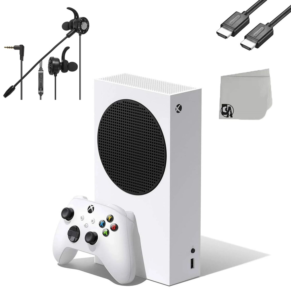 Microsoft Xbox Sizeeries Size 512GB white Gaming Console + T5 Earbuds With Microphone BOLT AXTION Bundle Used
