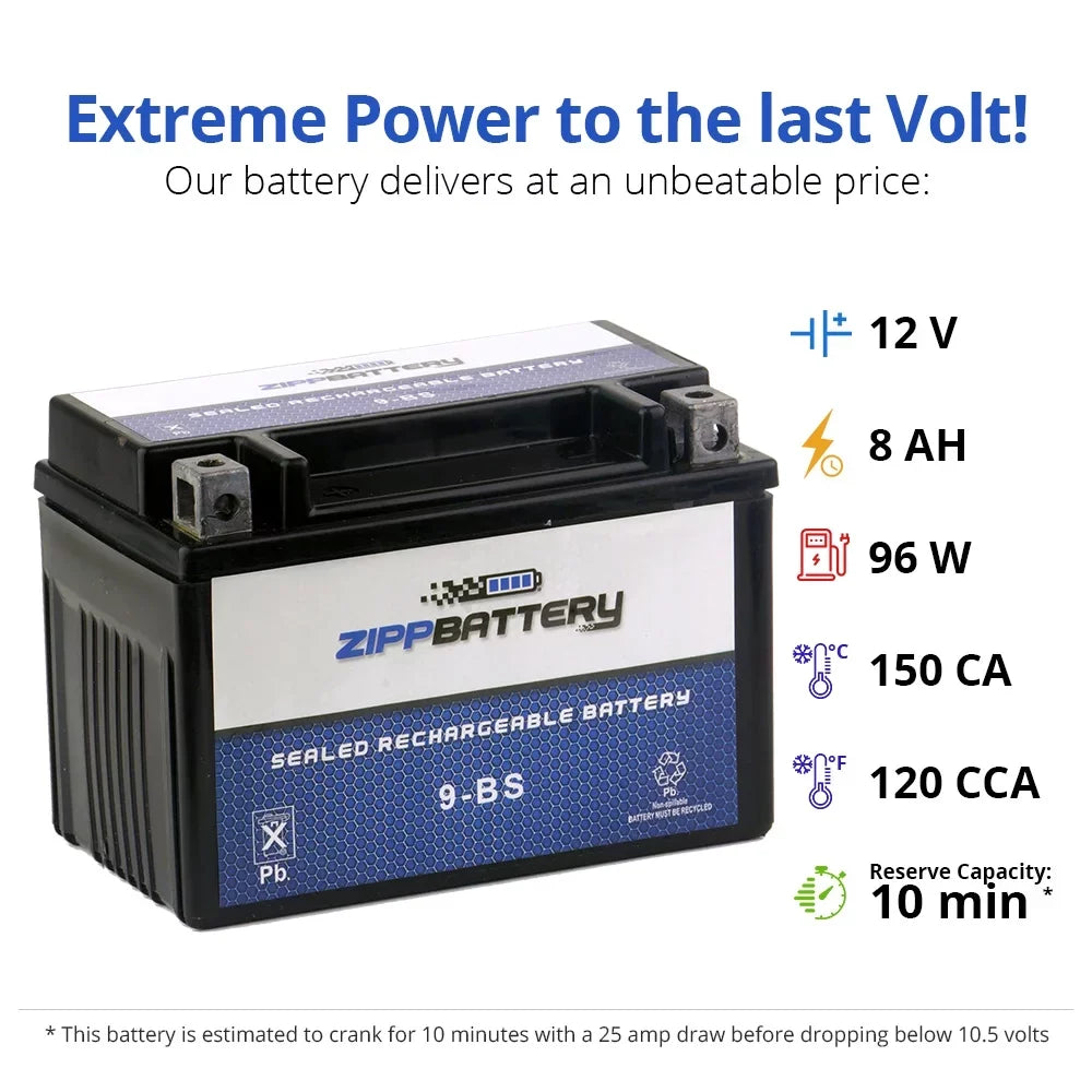 Zipp Battery Ytx9-Bs Motorcycle Battery for Honda 900Cc Cbr900R Rr 1994