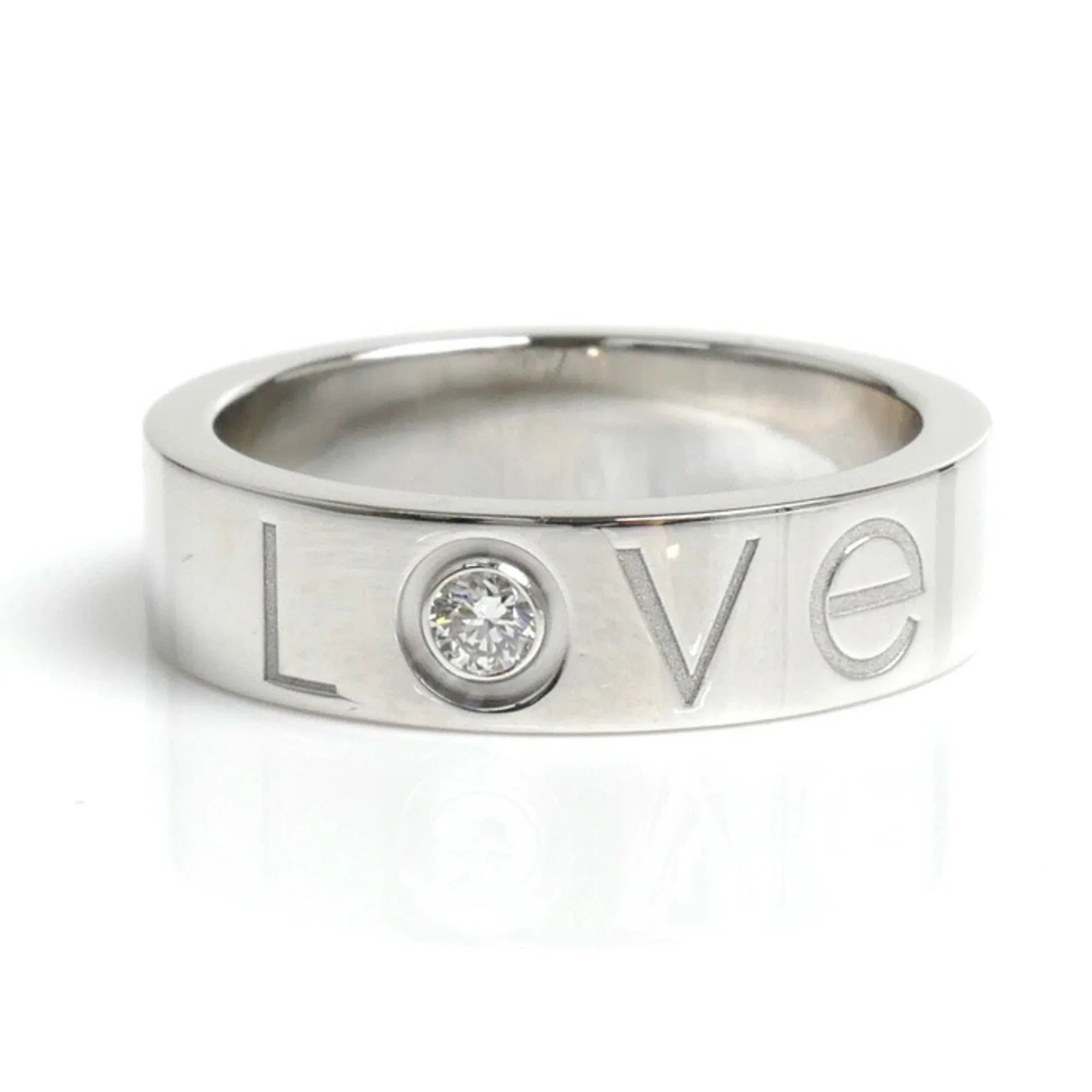 Pre-Owned CARTIER Cartier K18WG Ivory Gold Love Ring 1P Diamond 14.5 Sizeize 55 9.8g 2006 Limited Edition Women's (Good)