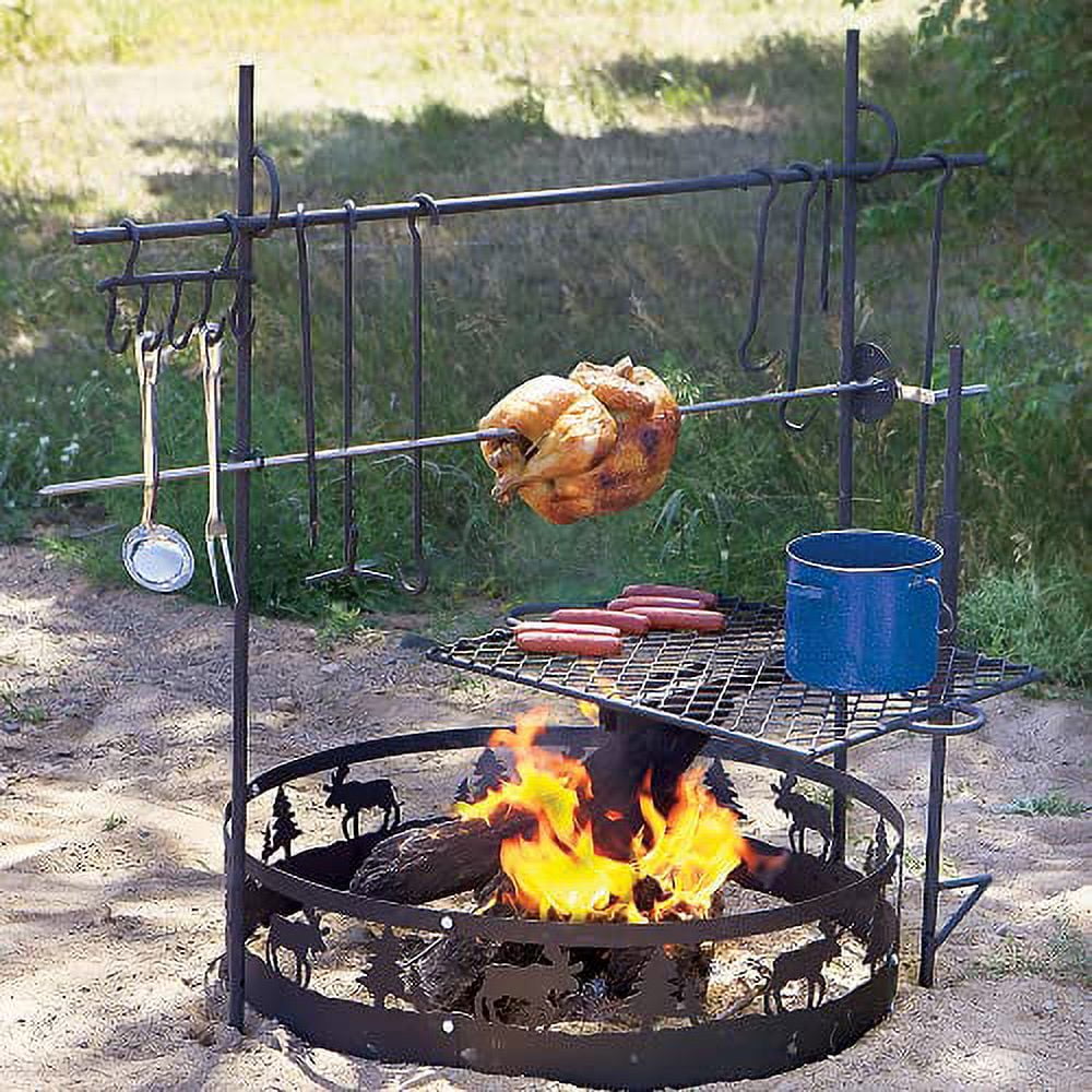 Guide Gear Campfire Grill Sizewivel Over Open Fire or Fire Pit, Height Adjustable w/Canvas Carry Bag