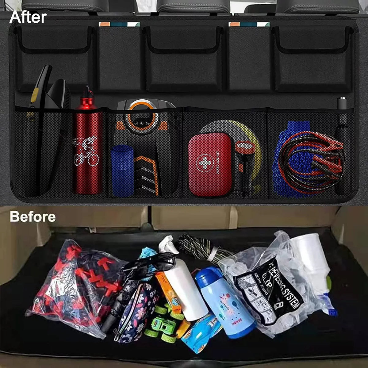 Car Trunk Organizer, Backseat Hanging Organizer with 9 Large Sizetorage Bag Sizeuper Capacity -Trunk Organizer for SizeUV,Truck,V