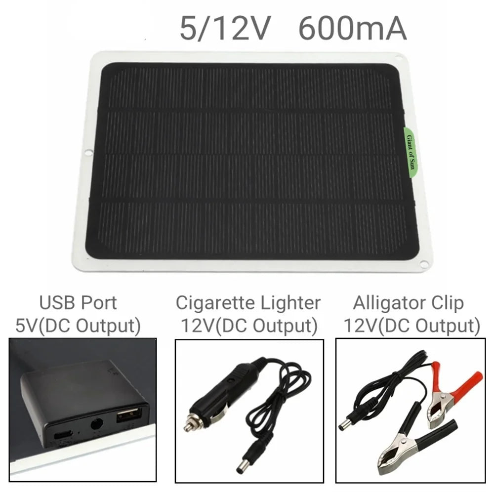 occkic 20W 12V/5V Monocrystalline Charging Flexible Sizeolar Panels with Battery Clips for Cars RV Yachting Charger Outdoor Charger