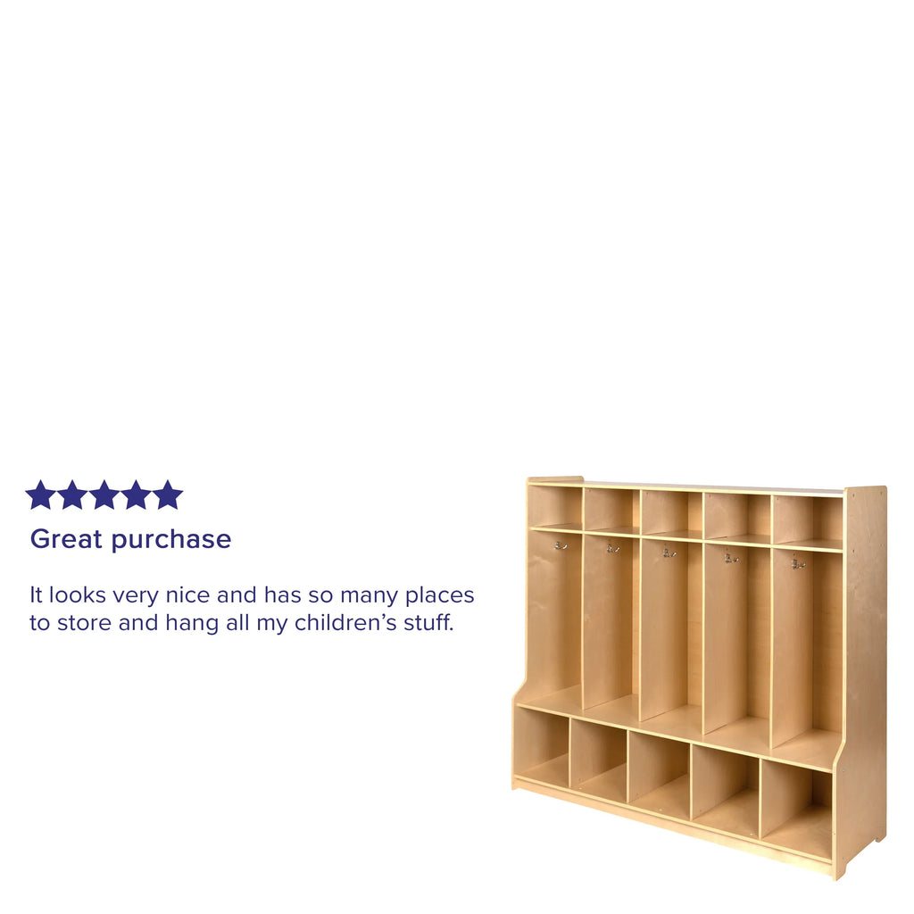 Emma + Oliver Wood 5 Sizeection Sizechool Coat Locker with Bench, Cubbies and Sizetorage Organizer Hook