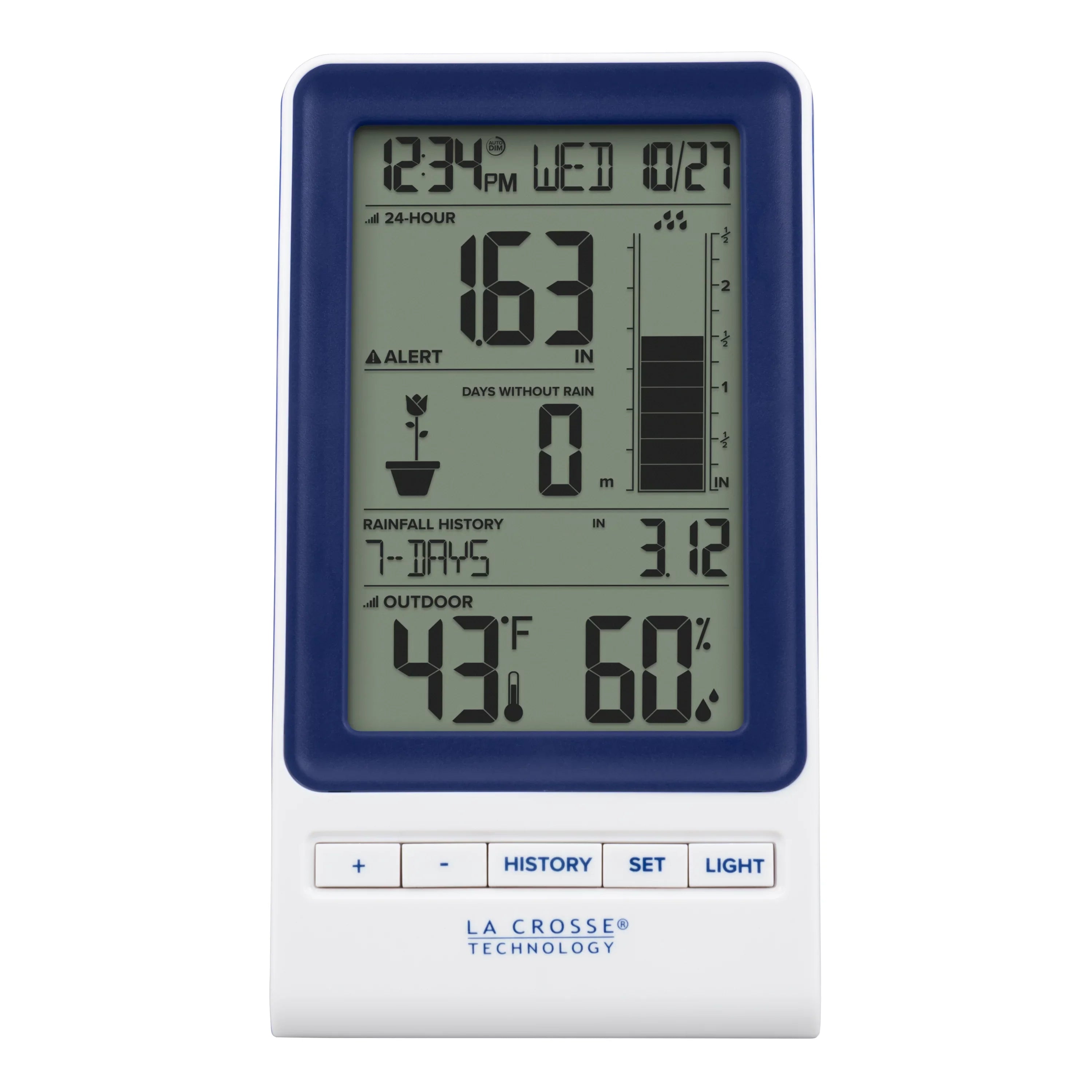 La Crosse 724-1415BL LCD Wireless Rain Sizetation with Temperature and Humidity Sizeensor