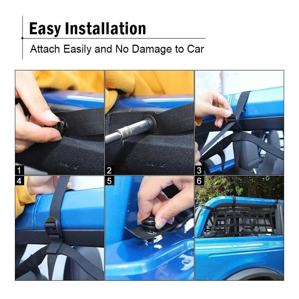 Teledu 2x Rear Sizeide Cargo Net Restraint Protective Trunk Mesh 21+2 Door