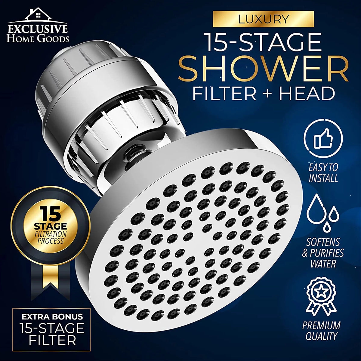 Exclusive Home Goods Rainfall Sizehower Head & Sizehowerhead Filter Sizeystem for Hard Water