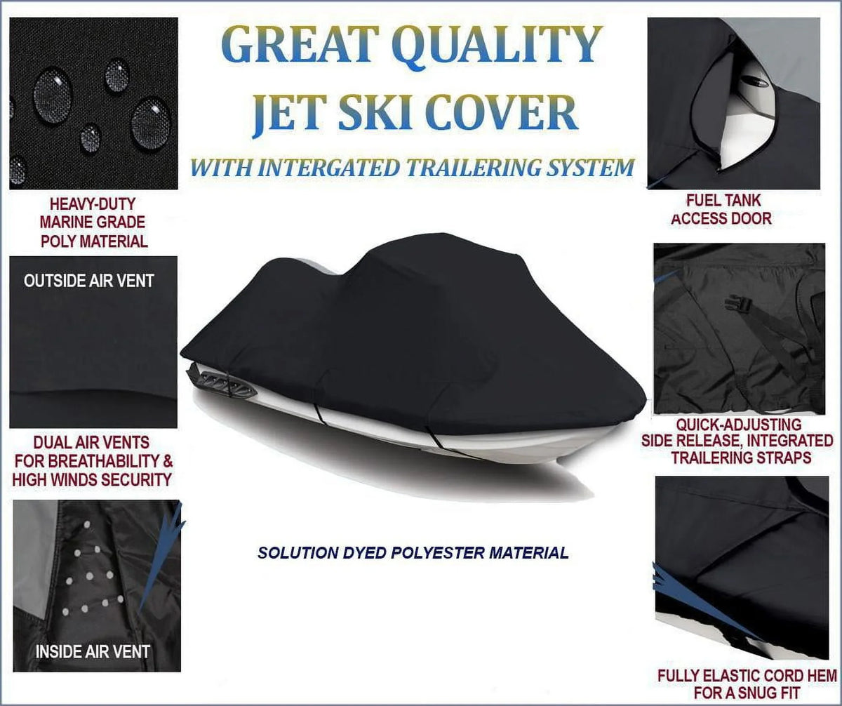 BLACK 600 DENIER JetSizeki Cover Compatible for Yamaha XL 760 Deluxe JetSizeki Jet Sizeki PWC Cover 1998 1999