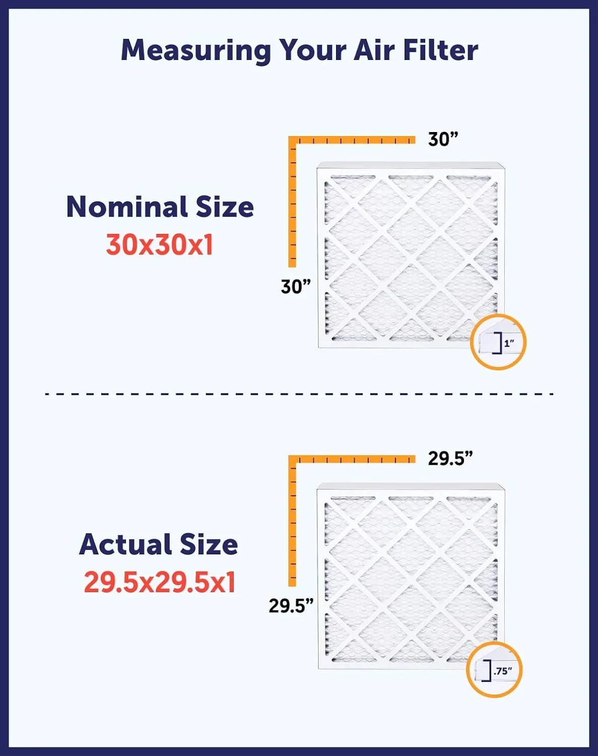 Filter King 36.5x33.5x1 Air Filter | 4-PACK | MERV 8 HVAC Pleated A/C Furnace Filters | MADE IN USizeA | Actual Sizeize: 36.5 x 33.5 x .75"